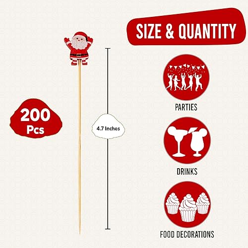 Vista 27 de Palillos de cóctel de flamenco tropical, 200 palillos de bambú de 4.7 pulgadas para bebidas, frutas y decoraciones de fiesta, brochetas de cóctel