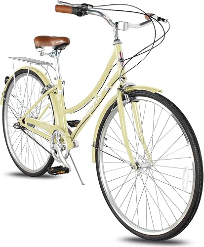 Vista 63 de Tracer Osaka - Bicicletas híbridas, marco de acero, Shimano Nexus Inter 3/7 velocidades, agarre marrón asiento marrón, bicicleta de carretera