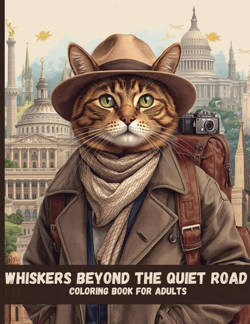 Whiskers Beyond the Quiet Road: A Cozy Adult Coloring Book with a Curious Traveling Cat