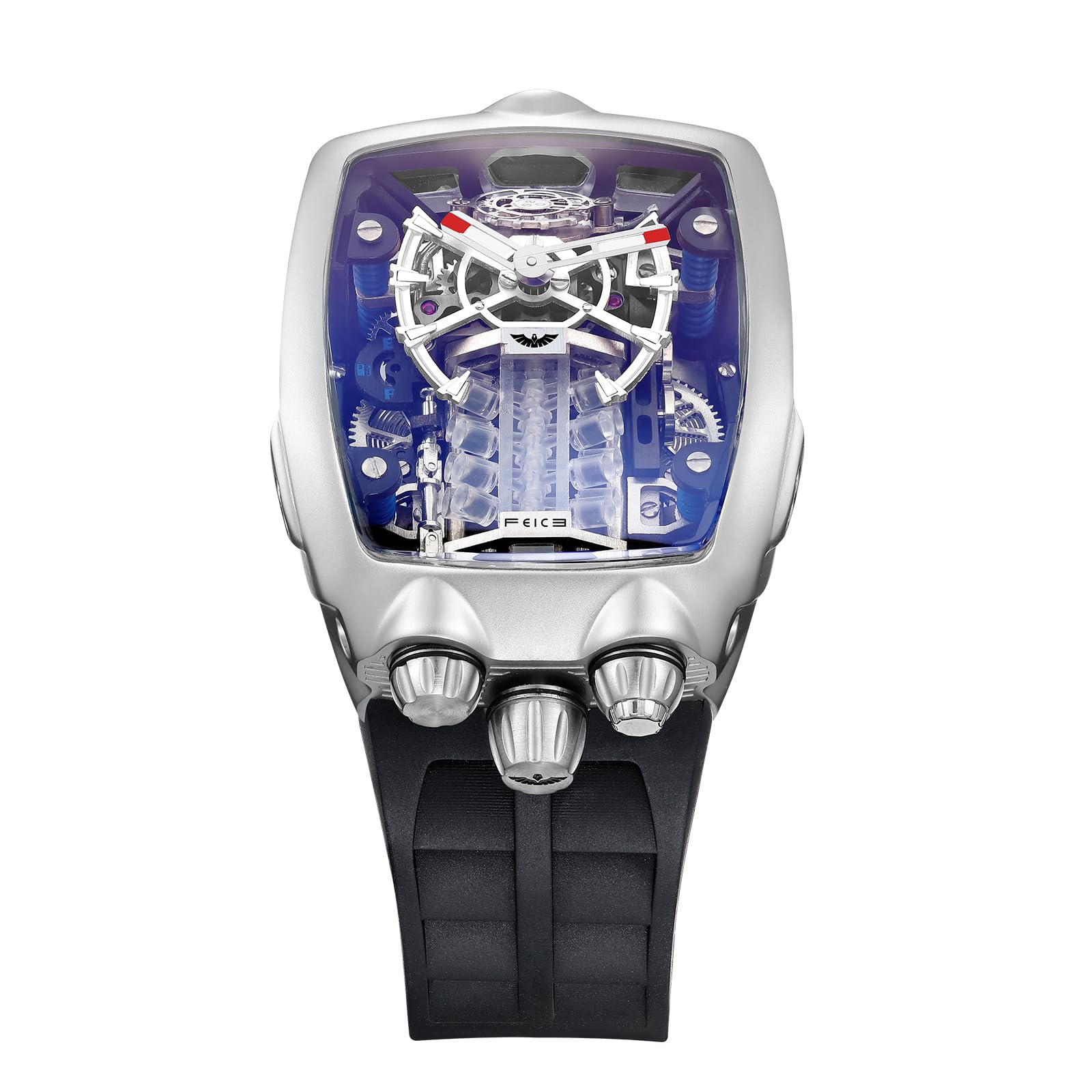 FEICE FM666 Orologio Uomo Scheletro Grande Cassa Orologio Meccanico Orologio Automatico da Uomo Nero