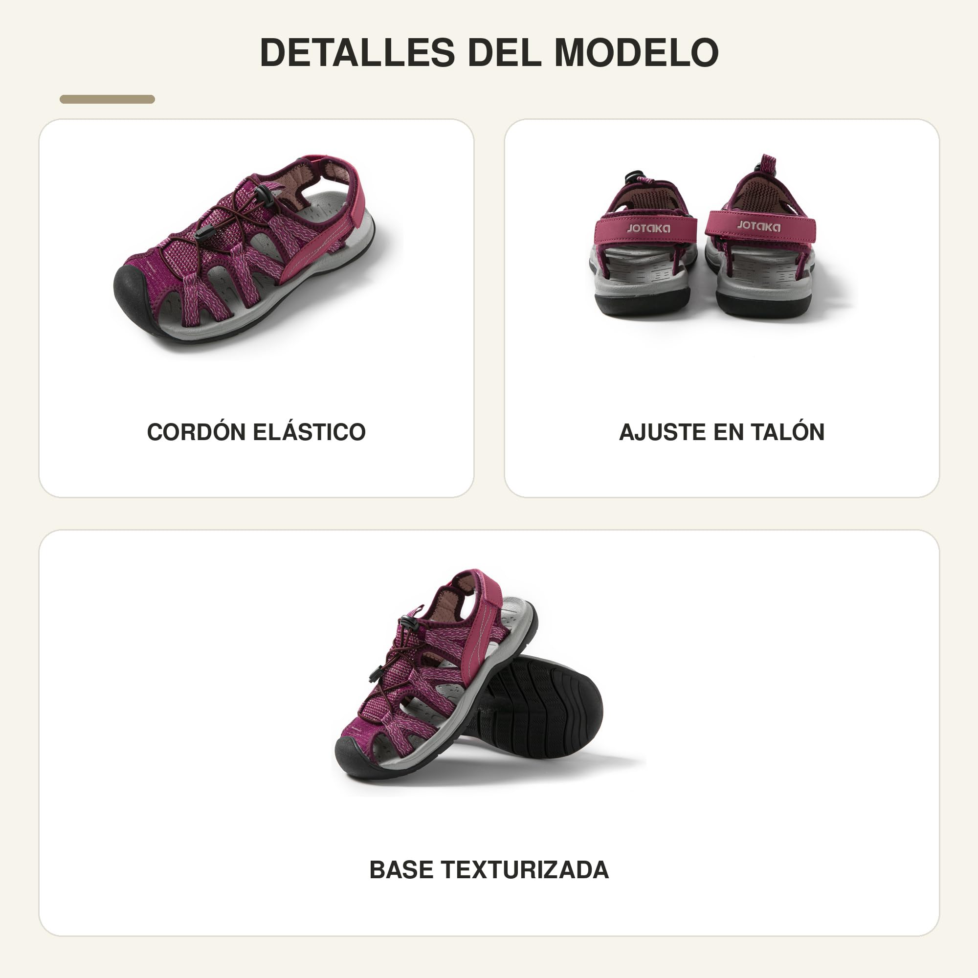 JOTA KA Sandalias Trekking Mujer – Deportivas, Resistentes al Agua, Antideslizantes, Transpirables, Ajuste con Cordón – Senderismo y Verano