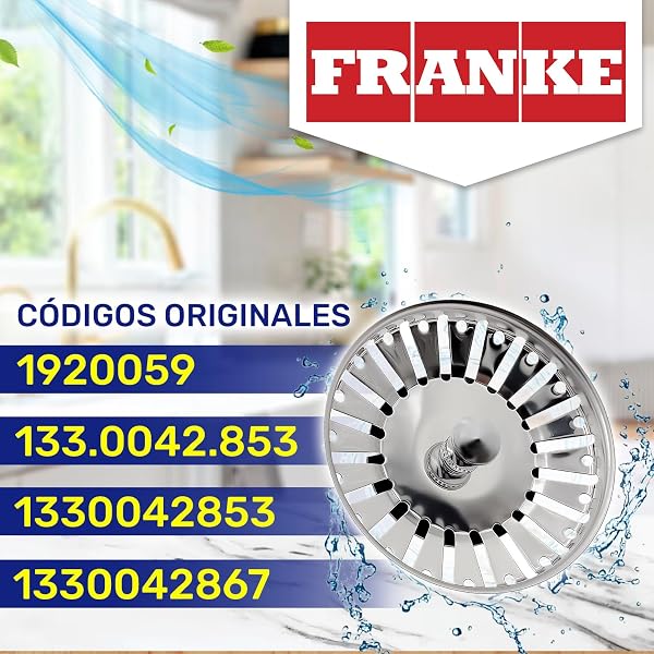 Tapon Fregadero Cocina Universal Ø 84 mm H 18 mm en Acero Inoxidable con Código Original 133.0042.853 1330042853 1330042867 1920059 para Franke - Made IN Italy - MONTERAL - 2