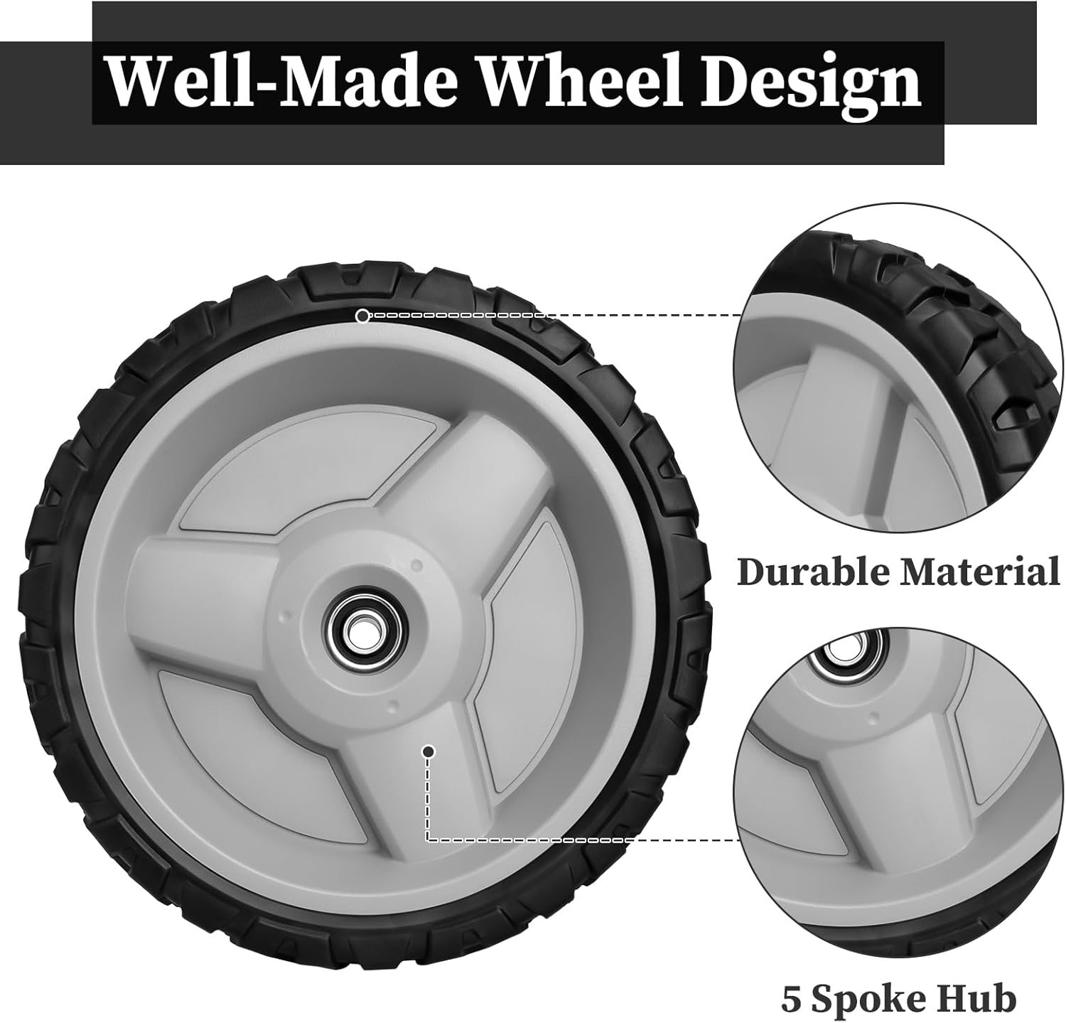 501067001 Lawn Mower Wheels, Compatible with Husqvarna HU725AWDH HU725AWDHQ HU800AWDH, 11" Rear Drive Wheels Replaces for 588251401 Walk-Behind Mowers, 2 Pack