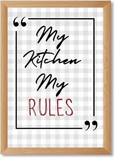 My Kitchen My Rules Canvas Print Art Print Quirky Wall Art Funny Pictures Wall Decor Painting for Kitchen Home Decor Apartment Trendy Dorm Room (Wood Framed,12L x16W)