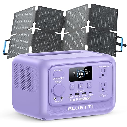 BLUETTI Elite 30 V2 Solar Generator with 60W Solar Panel (Ships Separately), 288Wh LiFePO4 Portable Power Station, 600W AC Ports (1500W Power Lifting), UPS Backup Power for Camping, Road Trip, Outage