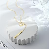 Vista 6 de Collar largo de oro para mujer, a la moda, delicado collar de Lariat en capas chapado en oro de 14 quilates, cadena de cuentas en forma de Y, no se