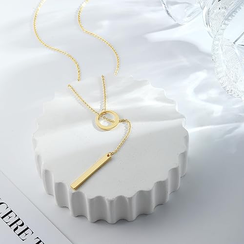 Miniatura 6 de Collar largo de oro para mujer, a la moda, delicado collar de Lariat en capas chapado en oro de 14 quilates, cadena de cuentas en forma de Y, no se