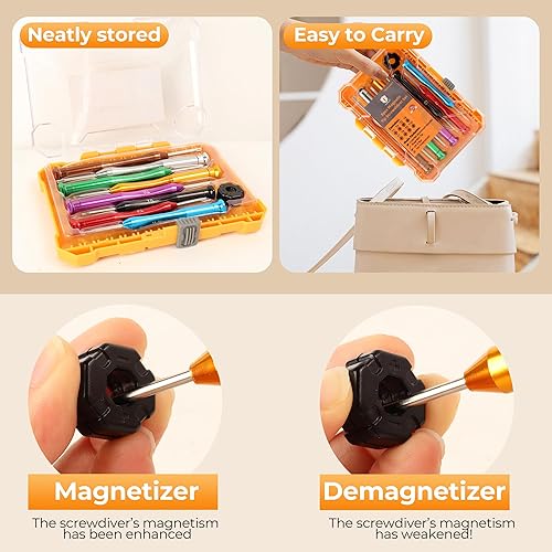 Miniatura 4 de MulWark Juego de 8 destornilladores magnéticos Torx CRV con punta Torx T3, T4, T5, T6, T7, T8, T9, T10, Torx, kit completo de reparación Torx para