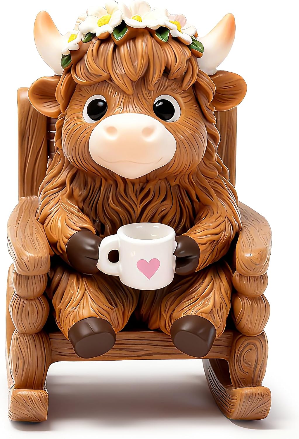 Coffee Highland Cow Figurine for Book Shelf Desk Decor, Highland Cows Themed Gifts for Women, Resin Figures for Table Coffee Bar Kitchen Home Decorations Accents (Rest)