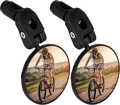 TAGVO Bar End Bike Mirrors, HD Wide Angle Bicycle Rear View Mirrors, 360 Dregree Adjustable Rotation Handlebar Convex Mirror for Mountain Road Bike Cycling 2 PCS