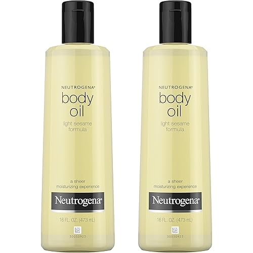 Neutrogena Body Oil Light Sesame Formula, Dry Skin Moisturizer & Hydrating Body Massage Oil for Radiant & Healthy Looking Glow, Nourishing Oil for Sheer Moisture, 16 fl. oz, 2 Pack