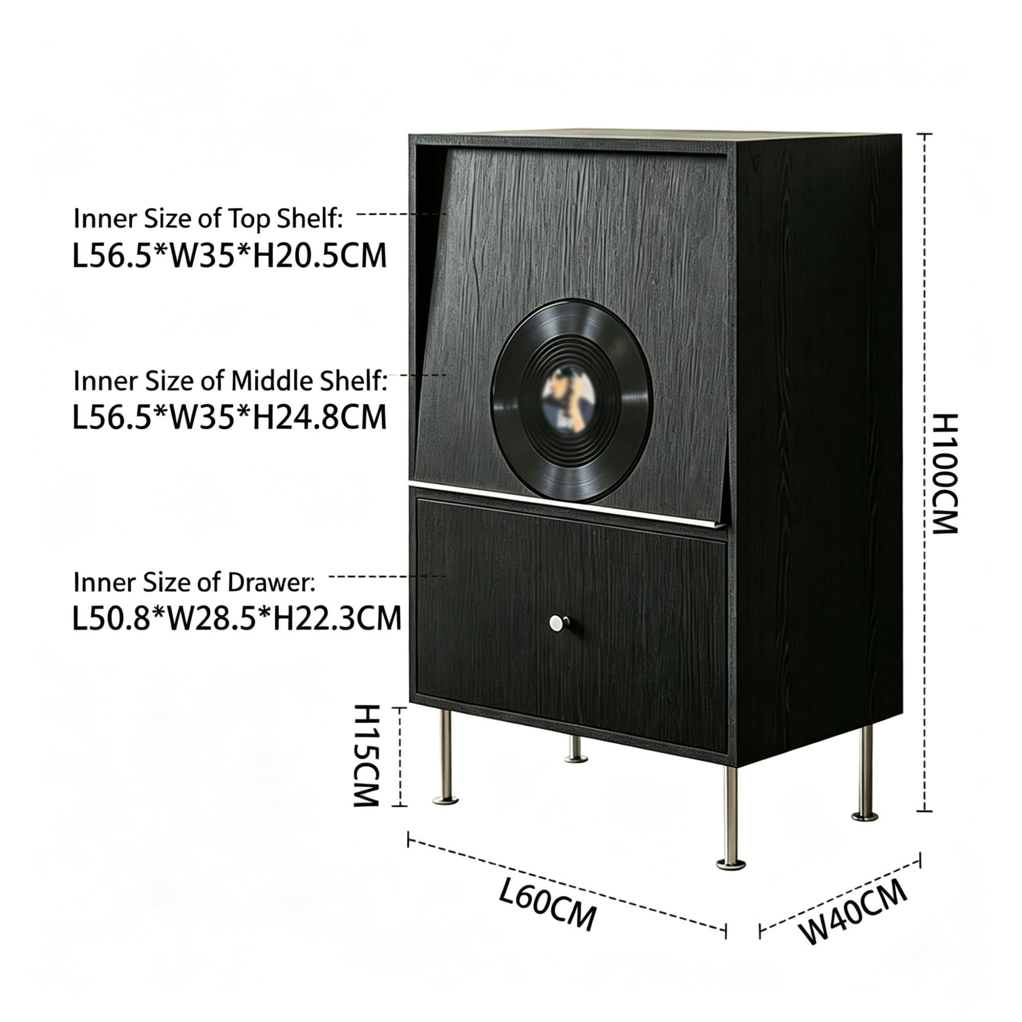 Disques vinyles Armoire étroite en Bois Massif de Salon