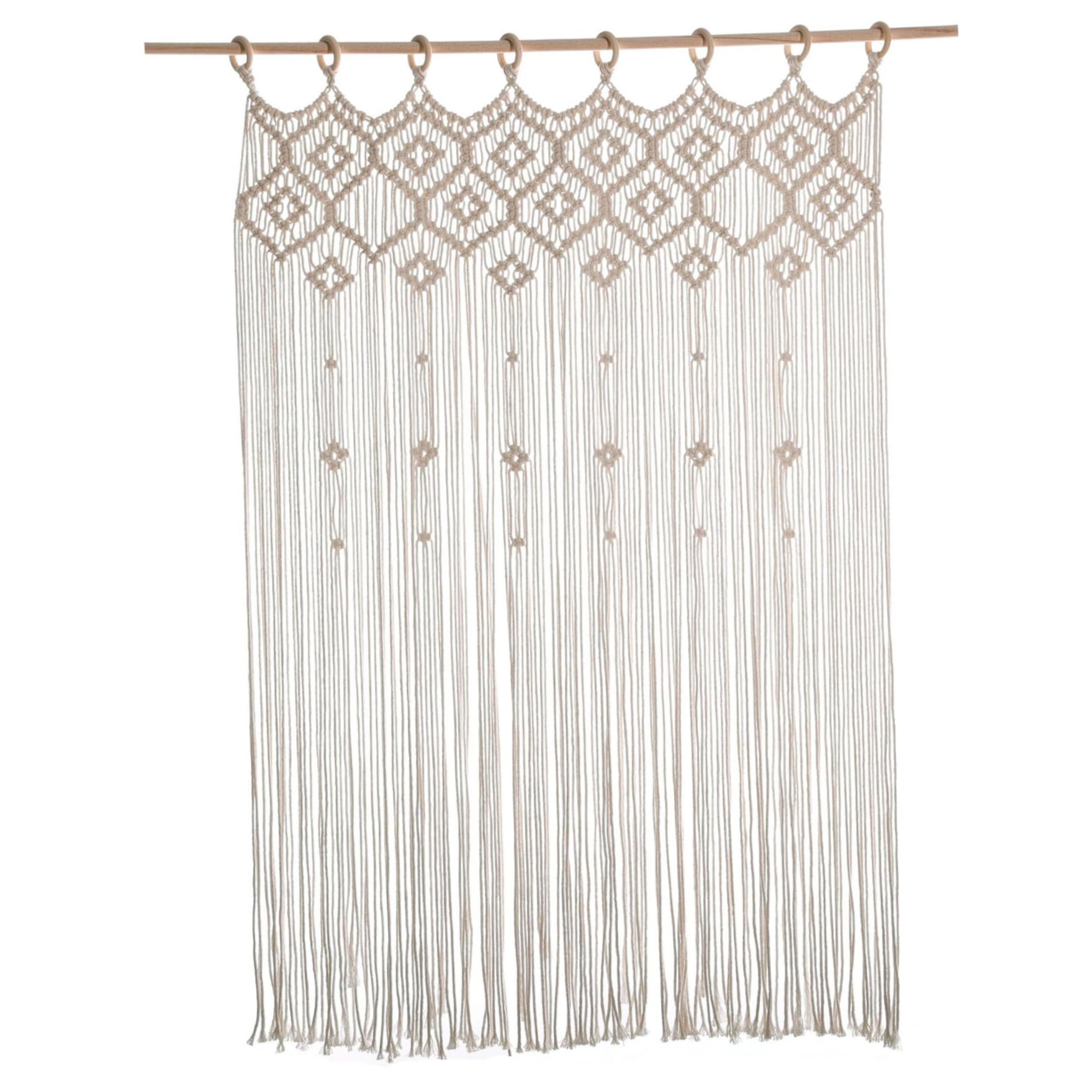 Rideau macramé de fenêtre 99x104 fait main grand tissage mural