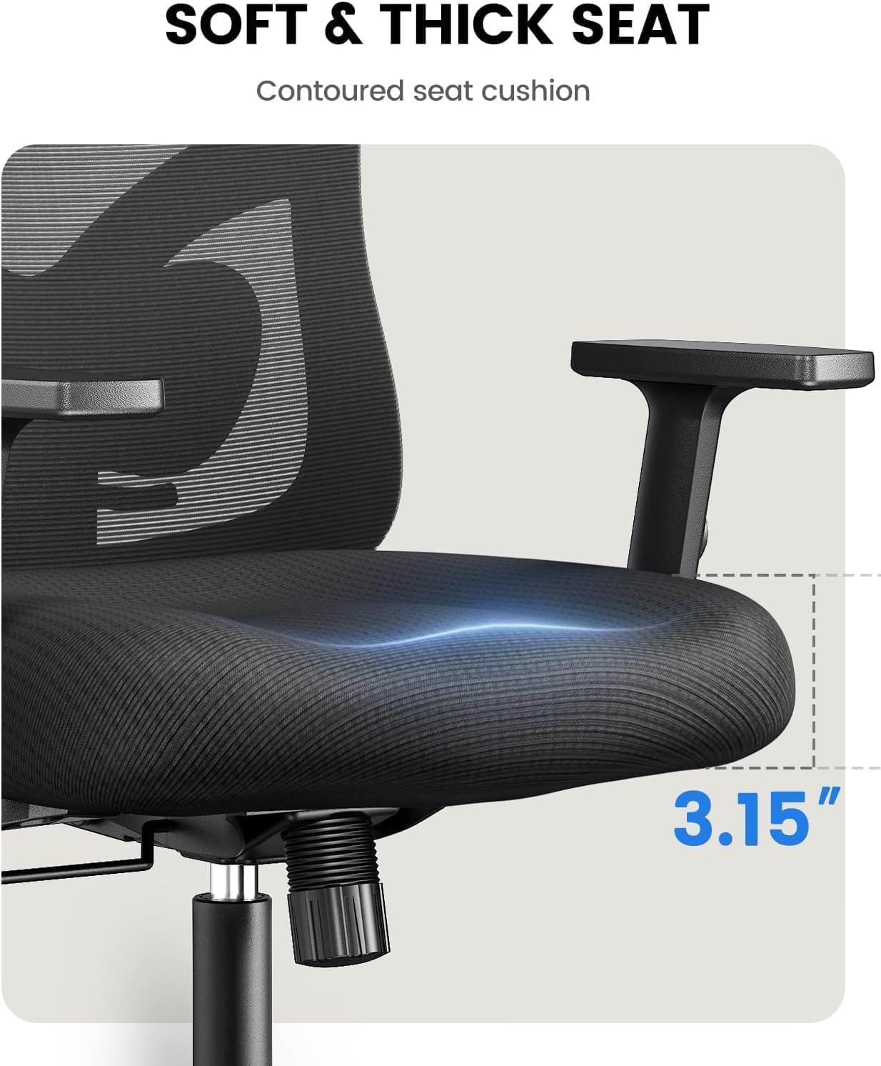NOBLEWELL Ergonomischer Bürostuhl mit gepolsterter Lendenwirbelstütze, 2D-Kopfstütze, verstellbaren Armlehnen, verbessertem Sitzkissen, 130° Neigung, Computerstuhl für das Büro zu Hause