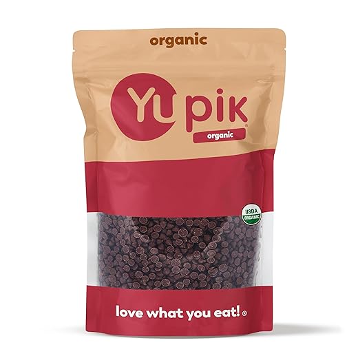 Yupik Organic 70% Pure Dark Chocolate Chips - No Sugar Added - 4000 Ct, 2.2 lbs, Pure Chocolate, Vegan, GMO-Free, Vegetarian, Gluten-Free, Lactose Free, Brown