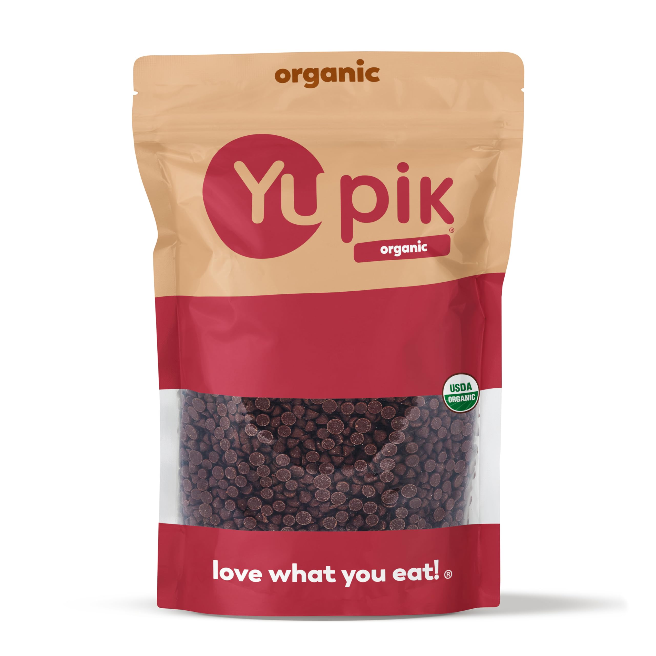 Yupik Organic Dark Chocolate Chips, 70% Cacao, 2.2 lb (35.2 oz), No Sugar Added, Gluten-Free, GMO-Free, Kosher, Vegan, Dairy-Free, Small Size, Rich Dark Chocolate, Melts Smoothly, Ideal for Baking