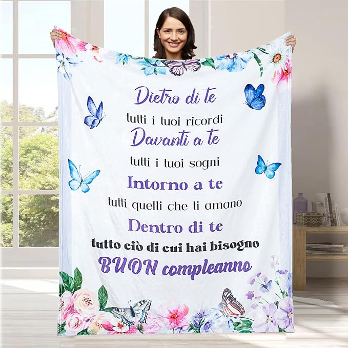 Coperta Regalo Per Mamma In Flanella Super Morbida - 152x203 Cm - Regalo Di Compleanno, Festa Della Mamma, Natale Da Figlia O Figlio
