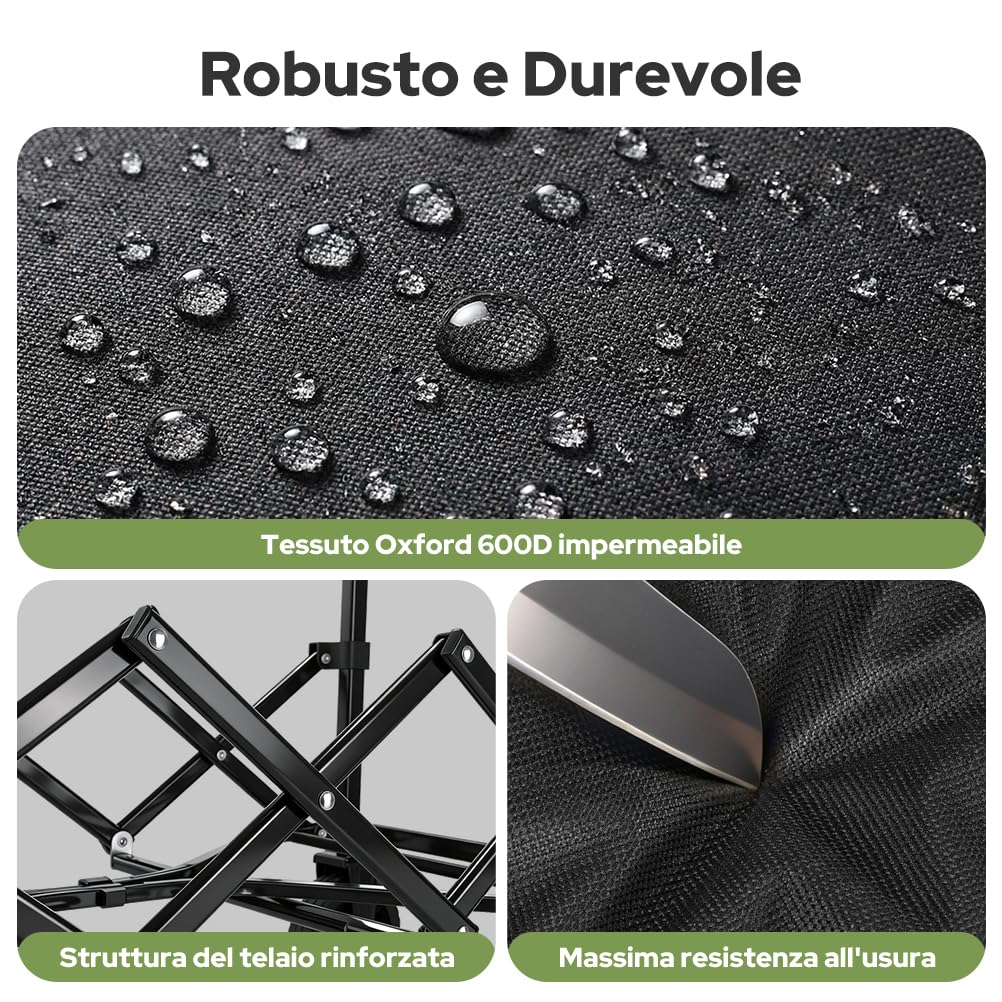 SLIDBEAT - Carrello Pieghevole 120L, Carrello da Campeggio Portatile 100kg, Carrellino Spiaggiacon Maniglia Regolabile Adatto a Tutti i Terreni