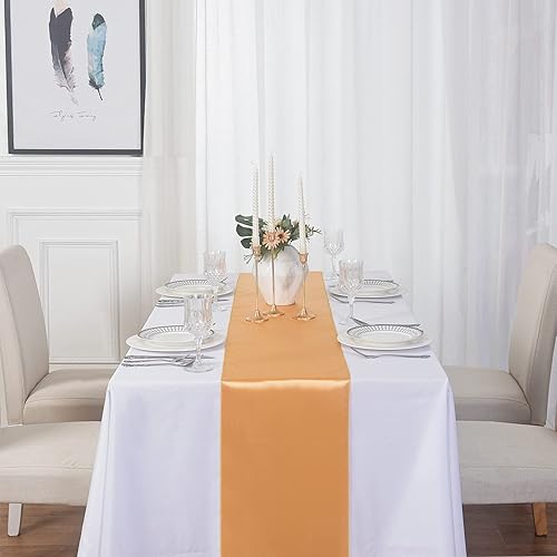 Miniatura 2 de Paquete de 12 caminos de mesa de satén, 12 x 108 pulgadas para fiestas, bodas, cumpleaños, banquetes, compromisos de graduación, Navidad, decoración