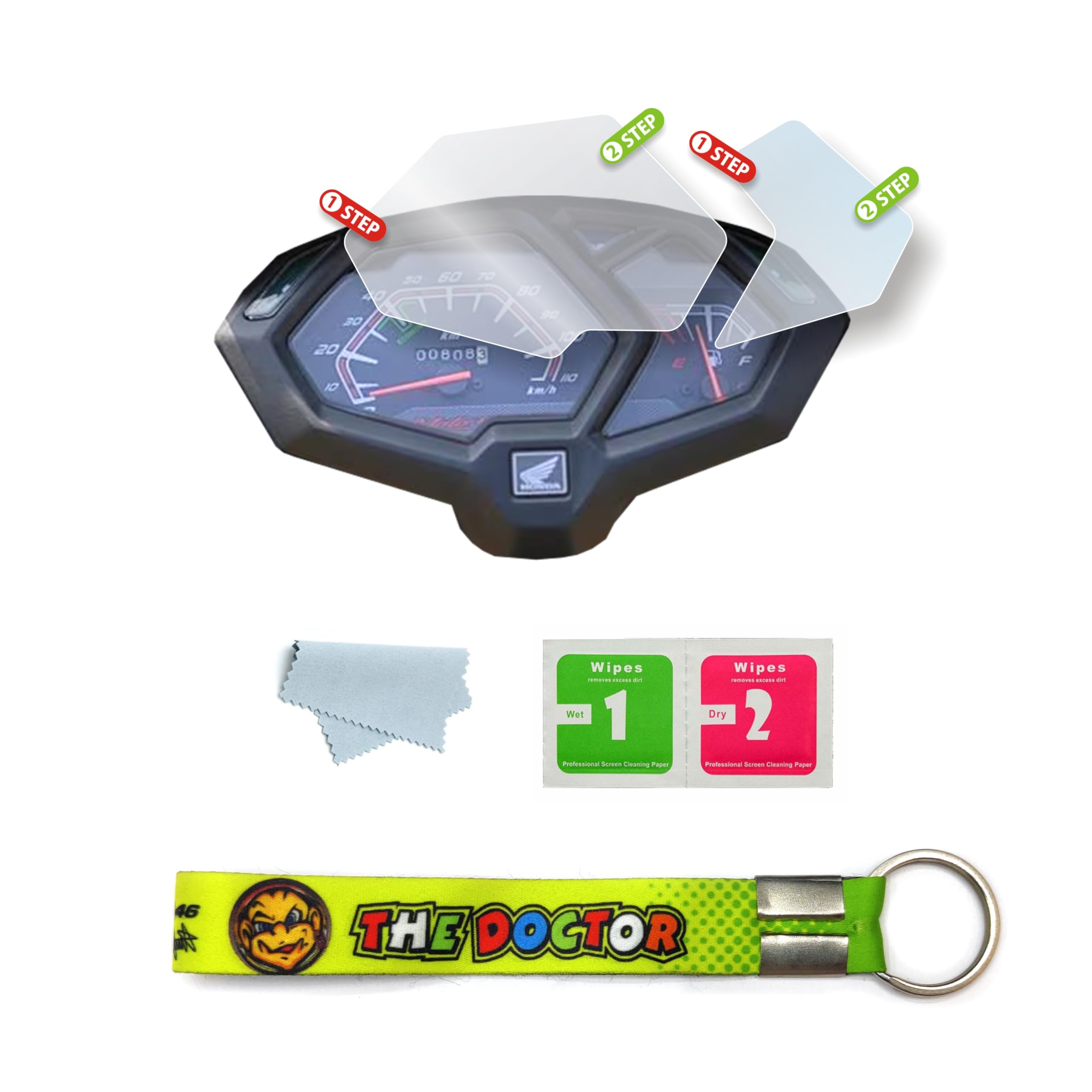 Meter Display Screen Protector, Meter Guard for Honda Dio BS5 Bikes | Scratch Resistant | Water Resistant | HD Clear Vision (1-Free Random 6 inch Keychain)