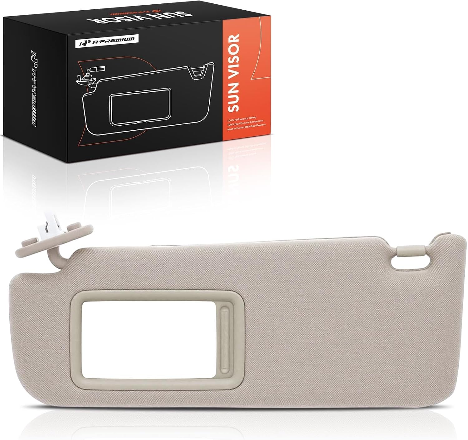 A-Premium Driver Left Side Sun Visor Compatible with Toyota Camry 2012-2017 - with Vanity Light, with Vanity Mirror, Without Sunroof, Beige Color - Replaces 74320-33F40-A0, 74320-06611-A2