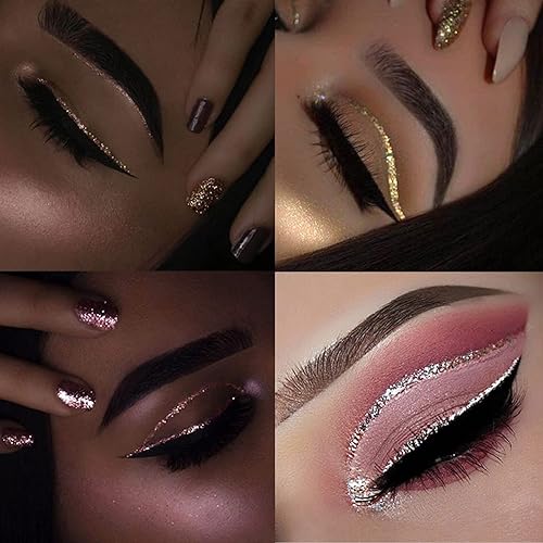 Miniatura 3 de Delineador de ojos con purpurina, delineador de ojos dorado morado, delineador de ojos impermeable de larga duración, plateado, dorado, rosa y
