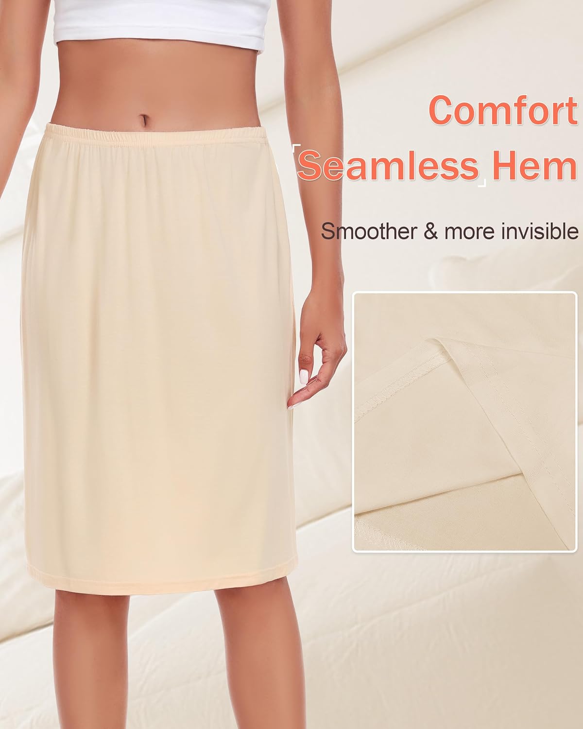 Half Slip for Women Under Dress Basic Slips Dress Super Soft Modal Underskirt for Under Dresses S-3XL - Image 4