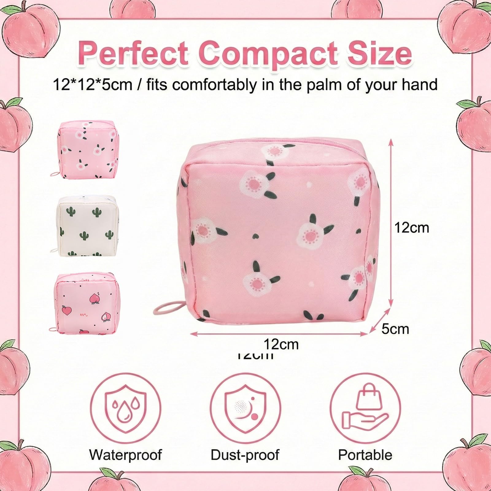 3Pz Bolsa para Guardar Compresas, Bolsa de Menstruación Sanitarias, Bolsa de Períodos Portátil, Bolsa Menstrual, Bolsa de Almacenamiento Reutilizables con Cremallera, para Mujeres Adolescentes Niñas — view 5