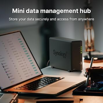 Synology DS124 Personal Backup & File Hub - Protect Photos, Secure Home Surveillance (1-Bay Diskless NAS)
