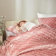Cosybay Velvet Quilt Set Queen 3pcs Box Stitch Oversized Bedspread Coverlet | Ultra Soft Comforter Set Lightweight Velvet Bedding Set for All Season with 2 Shams, Shiny Rose PInk