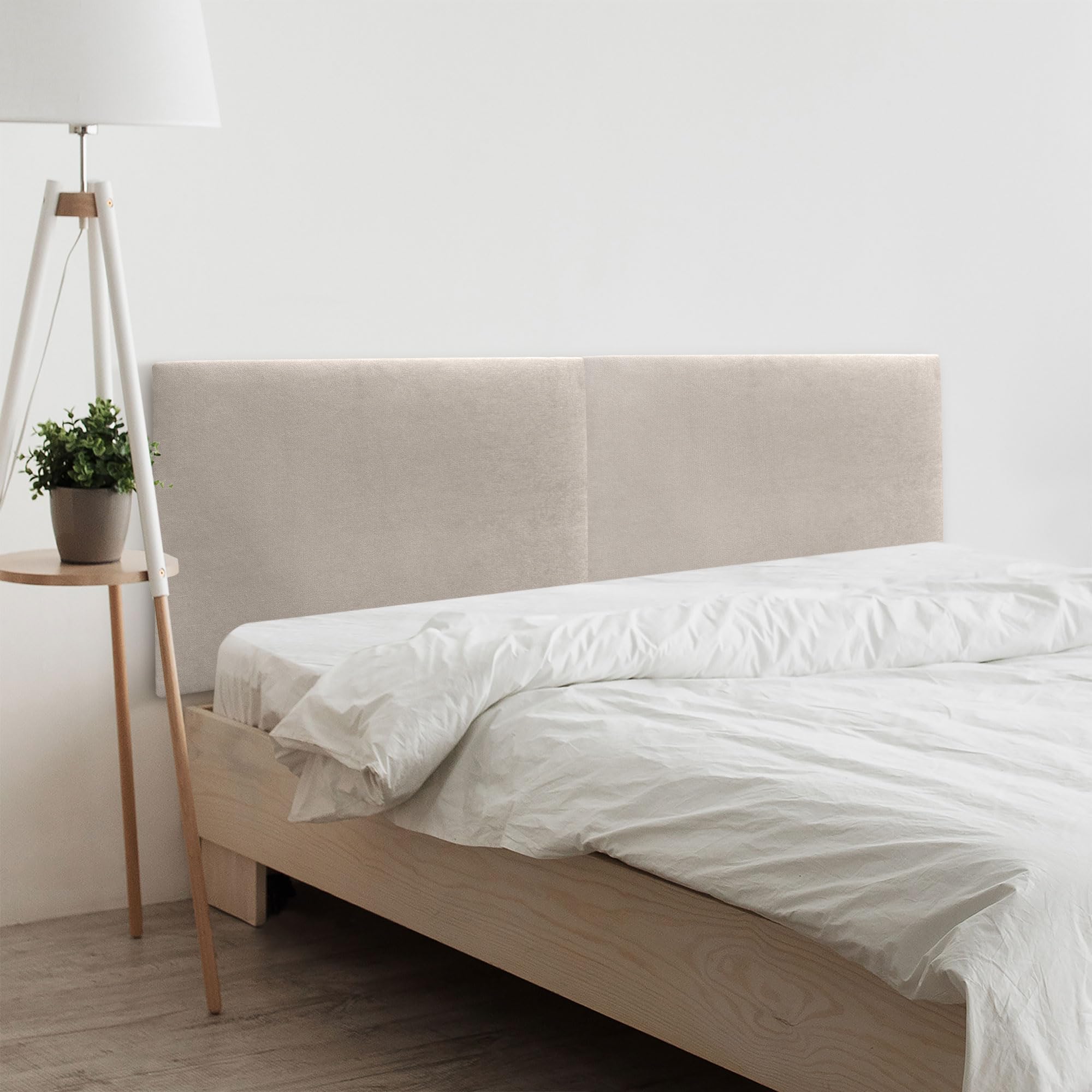 DHOME Cabecero de Polipiel o Tela Acualine Liso Dual Dividido en 2 Piezas Tapizado de Alta Gama Cabezal Tapizado Moderno (Tela Beige, 180cm Dual (Camas 180/190))