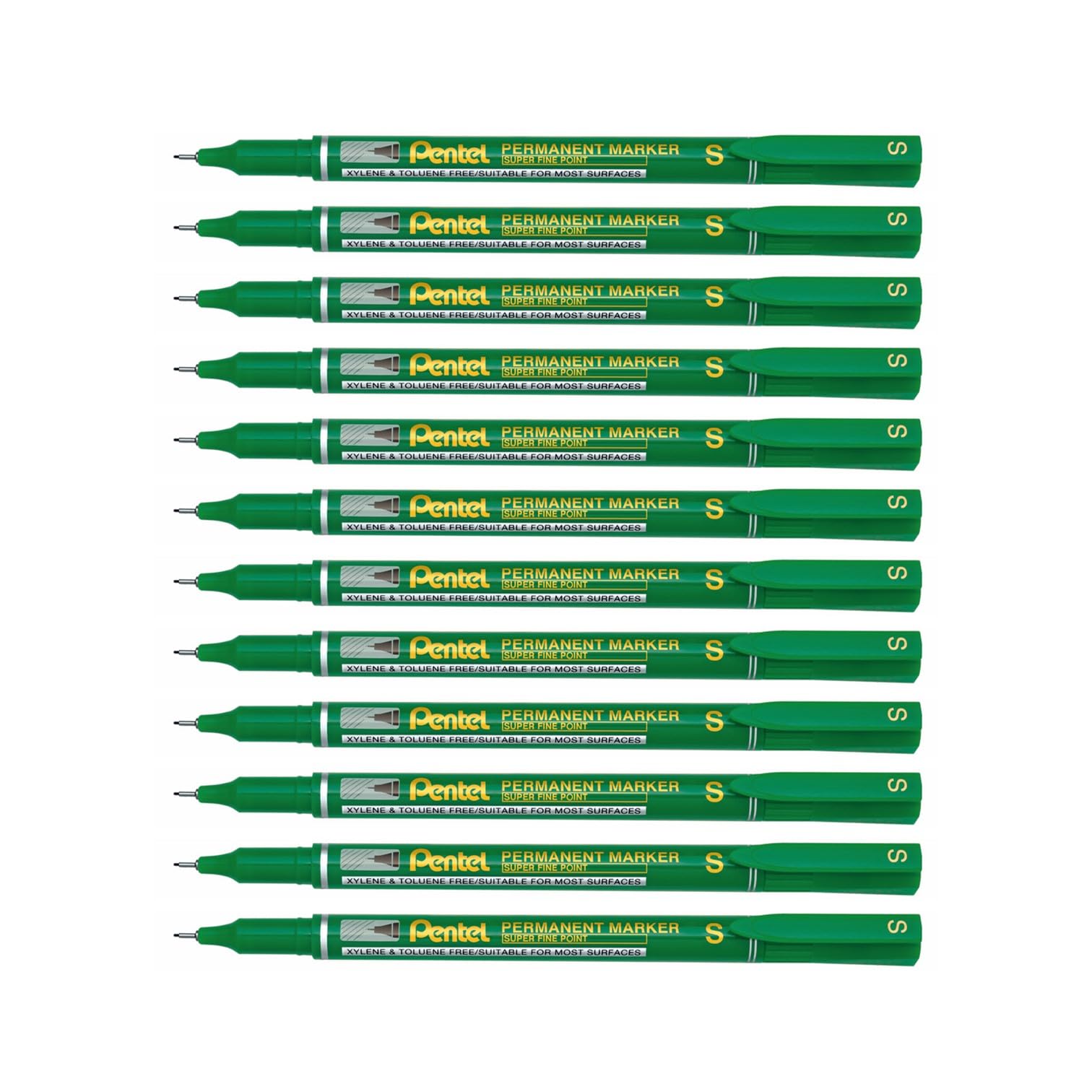 Pentel Permanent Marker Super Fine Point Green Pack of 12 NFS410-D
