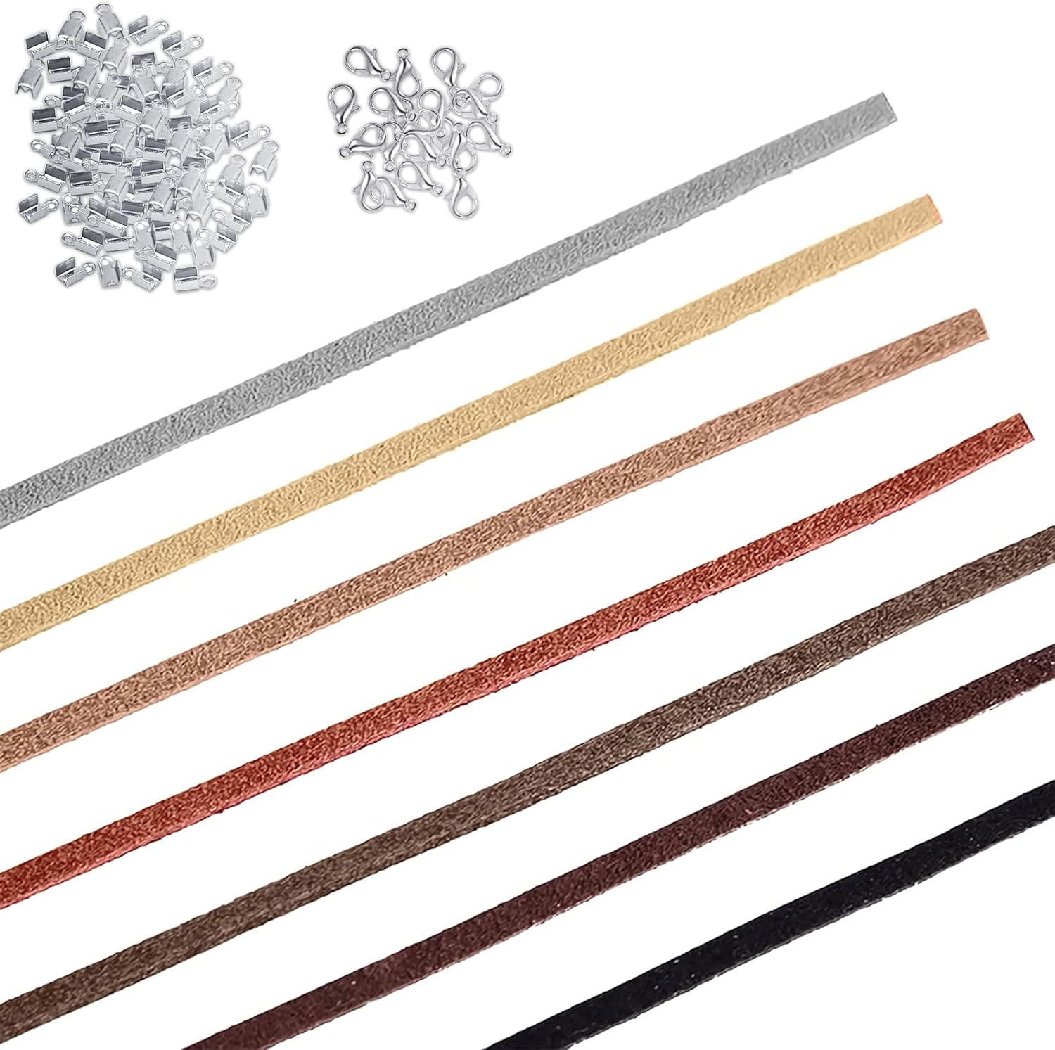 8 Rolls Leather Cord, Leather Necklace Cord Leather Rope with 100 Cord