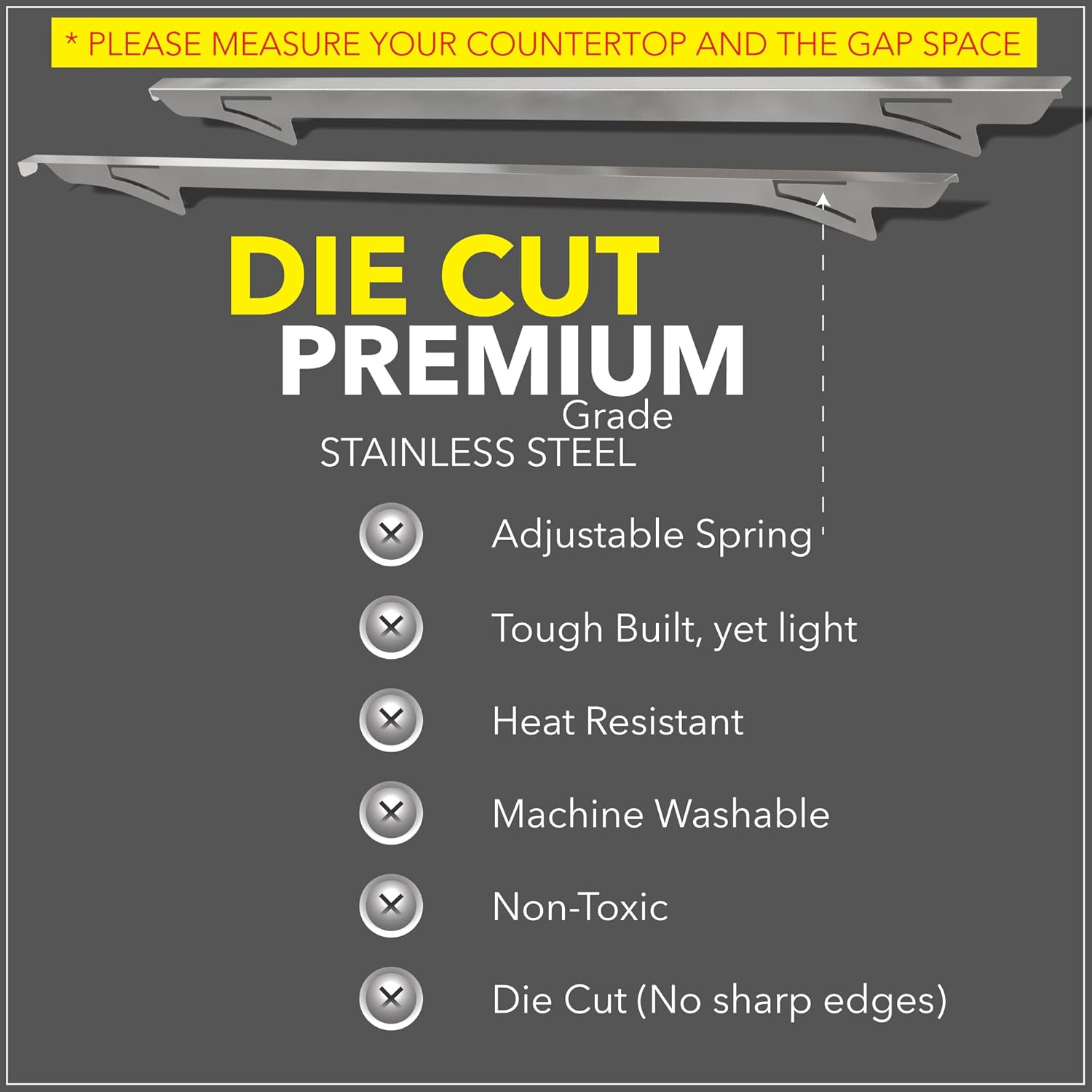 23” Black Stainless Steel Countertop Oven Gap Filler – Covers Space Between Stove and Countertop – Heat-Resistant, Easy to Clean (Set of 2)