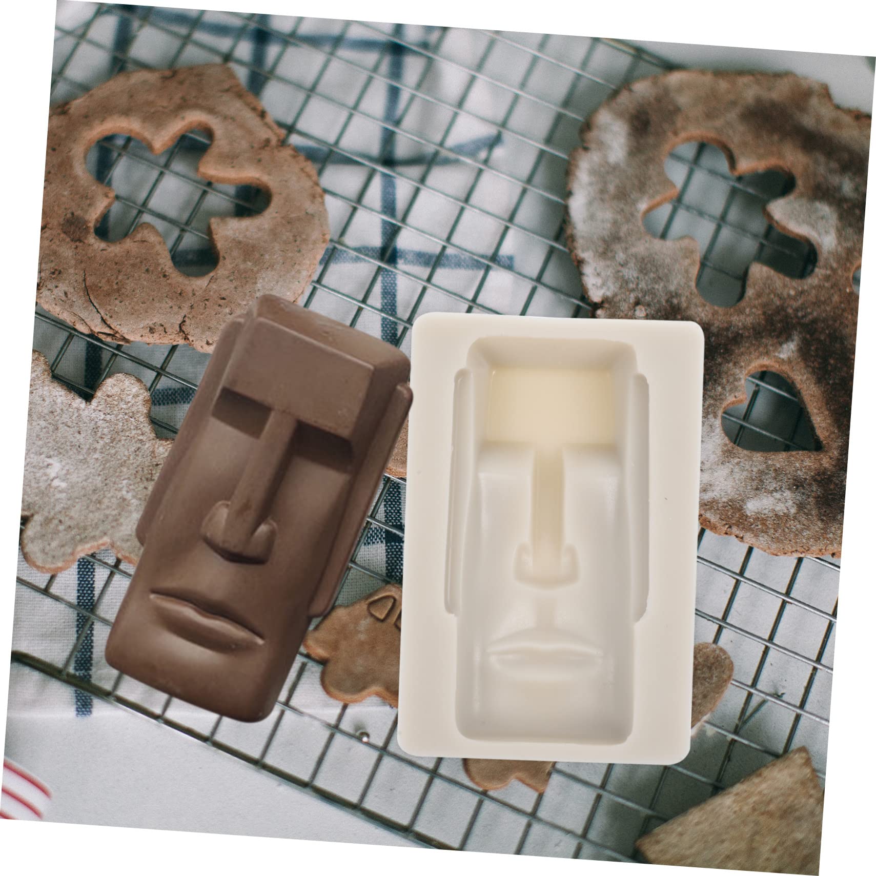 TOPBATHY 5pièces Moule à Chocolat Silicone Moai Moule Décoratif Pour Biscuits Et Gâteaux De Pâques à Fondant Pour Chocolat
