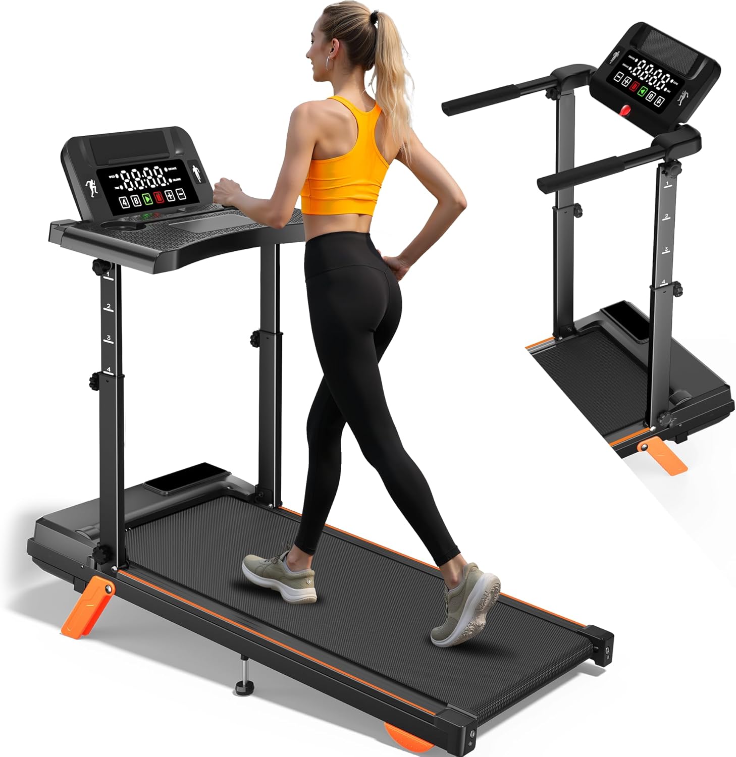 Caminadora Eléctrica Plegable 2.5 hp Inclinación 12% Negra Naranja