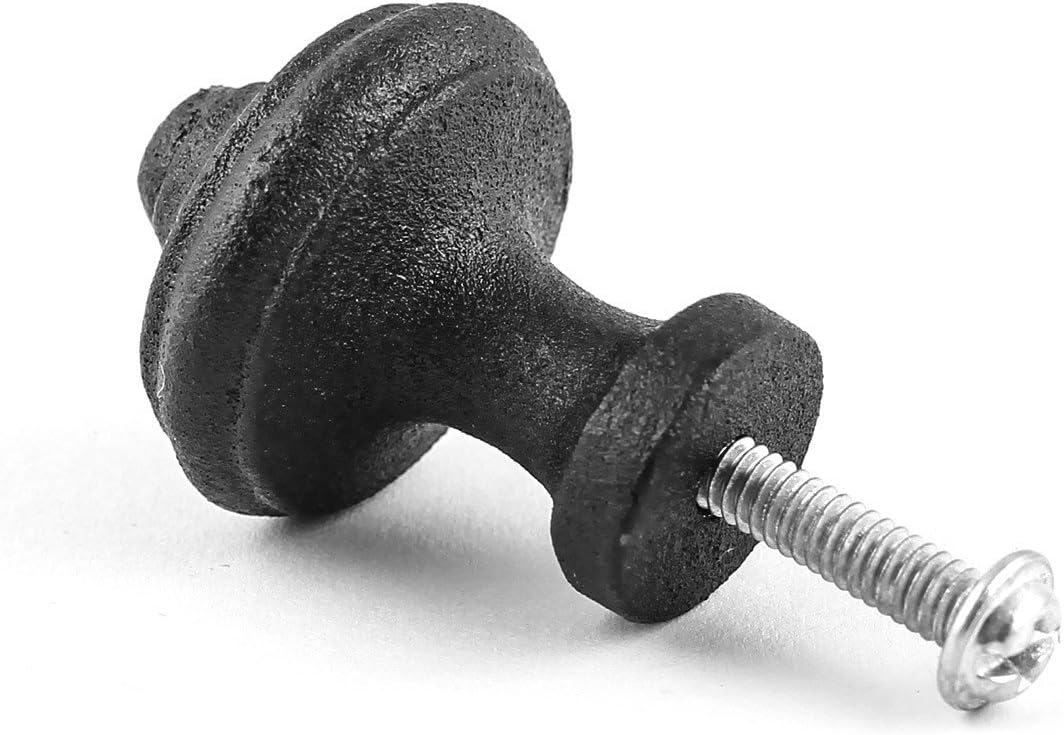 Renovators Supply Manufacturing Cabinet Knobs 1 in. Round Black Cast Iron Cabinet Handles with Mounting Hardware Kitchen Cabinet Handles Pack of 10