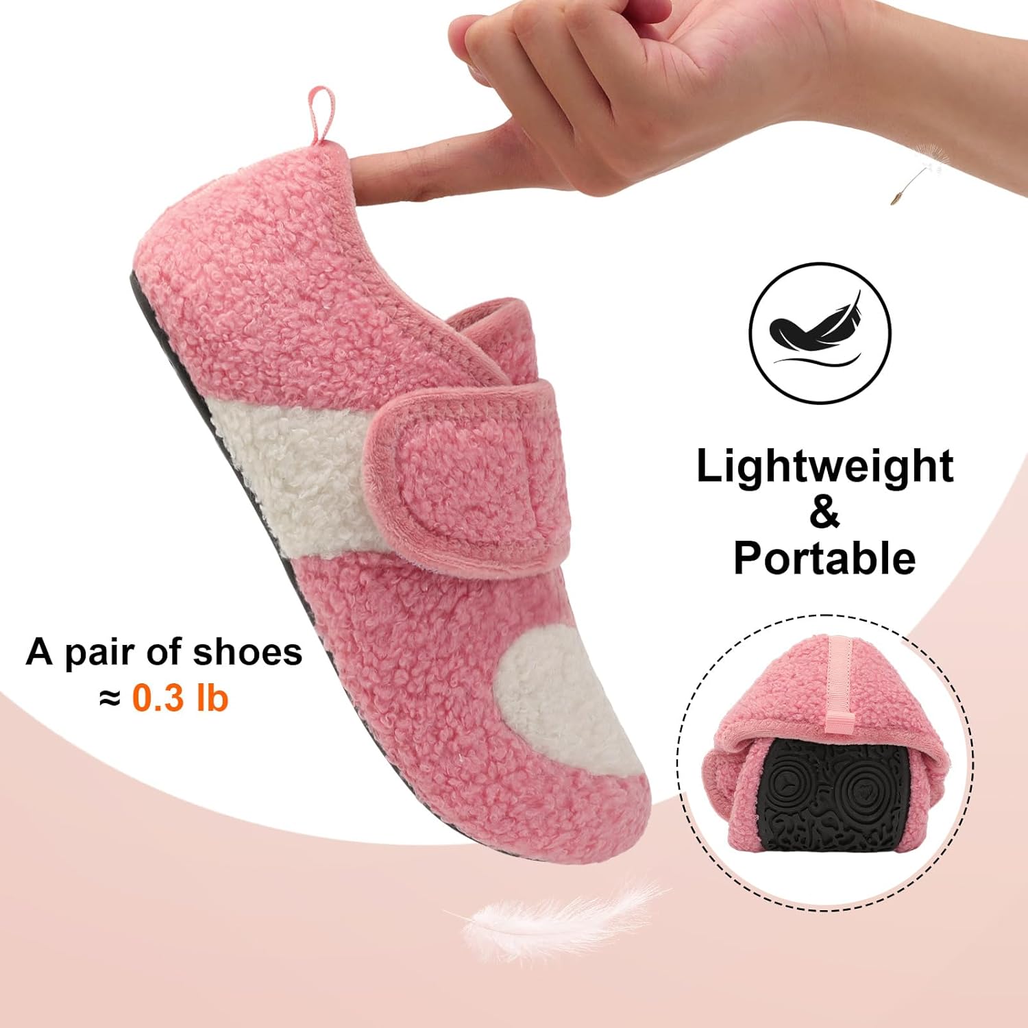 BARERUN Women Slippers Adjustable Wide Diabetic House Slippers for Women Soft-Lightweight House Shoes with Rubber Sole Indoor/Outdoor - Image 7