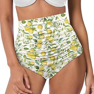 Women Ruched High Waist Bikini Bottoms Plus Size Full Coverage Swimsuit Tankinis Brief Tummy Control Swim Bottom