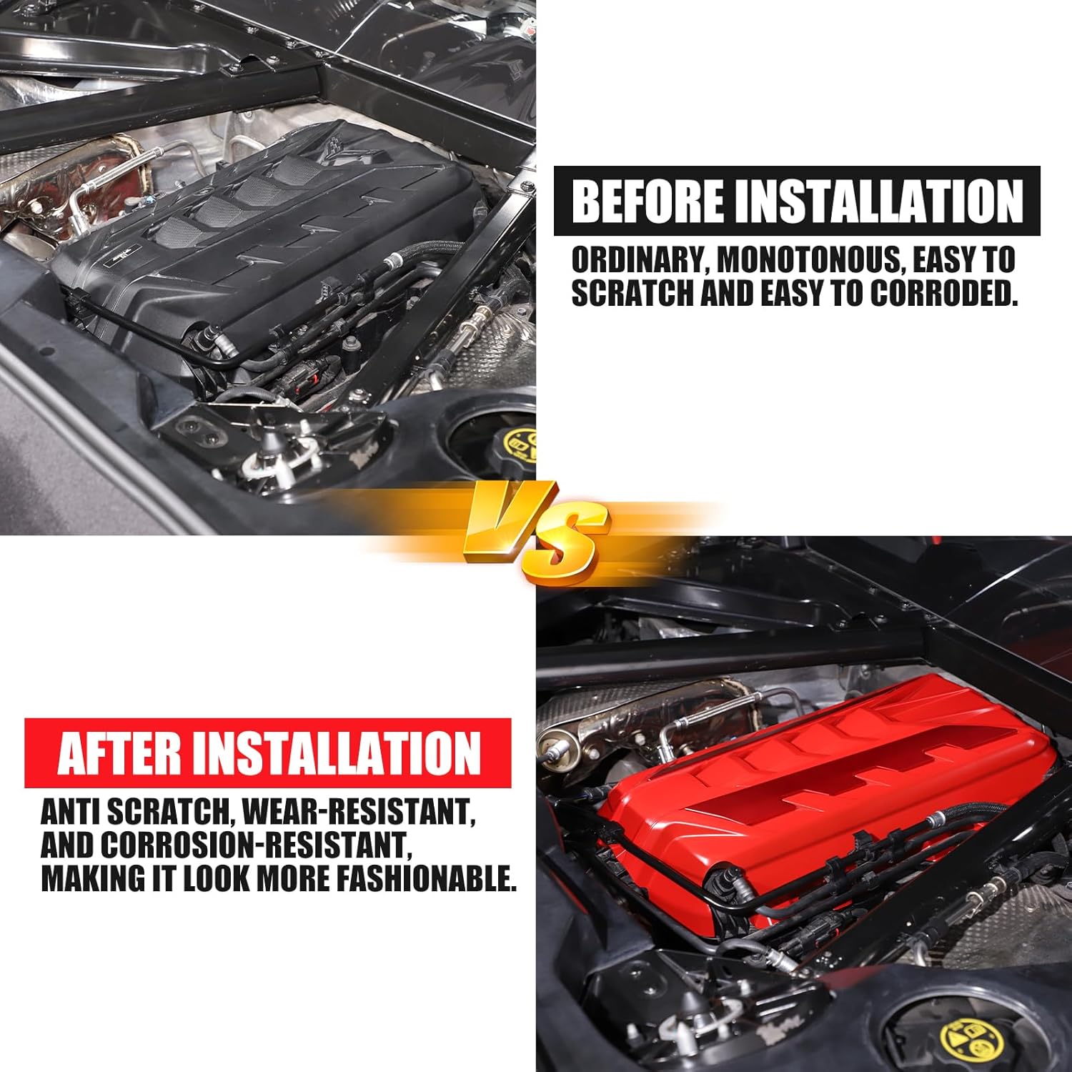 TOYCIDFG Car Engine Bay Decorative Cover Trim for C8 Corvette 2020-2025, Car Interior Decoration Accessories (Red)