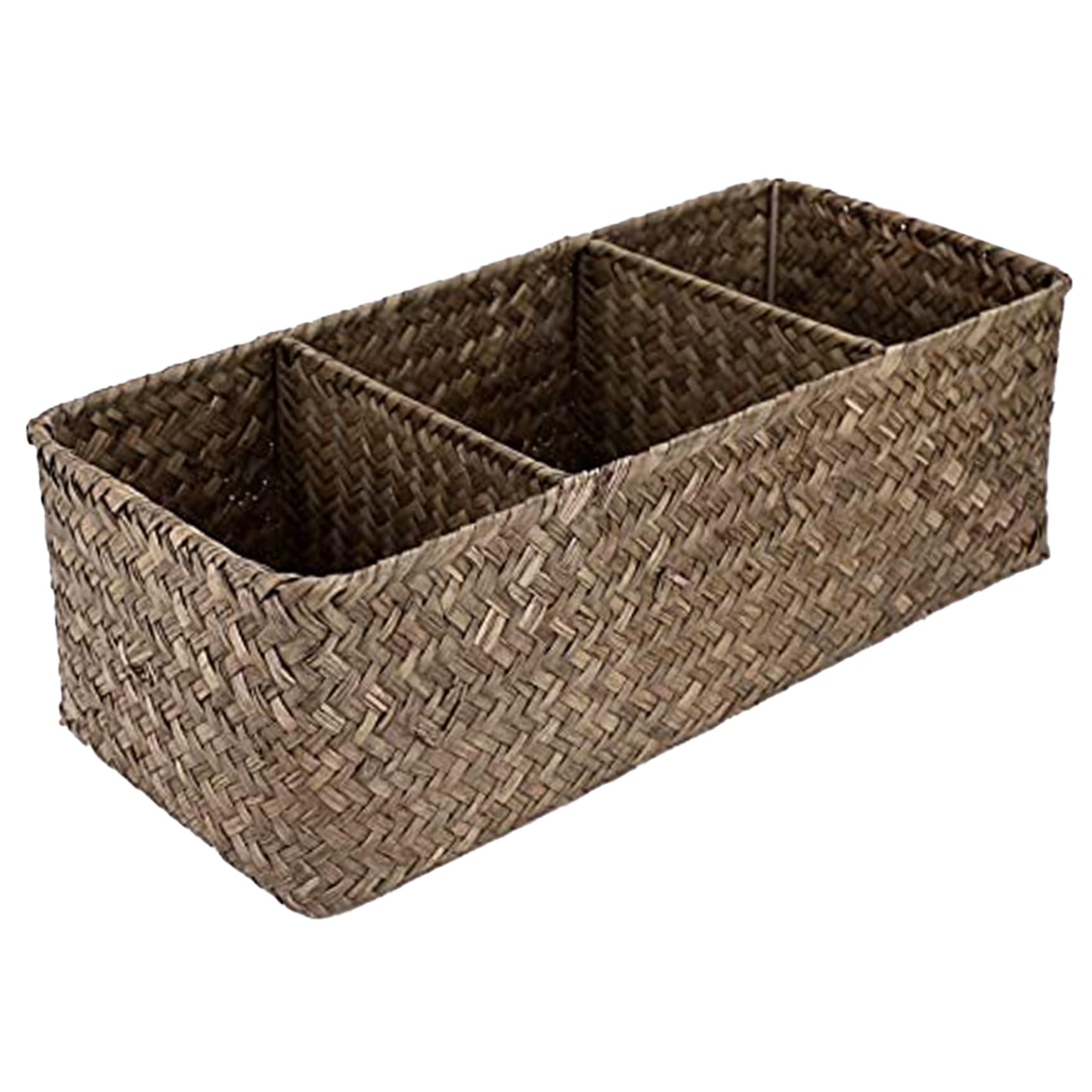 Panier en osier panier de rangement tisse 3 compartiments
