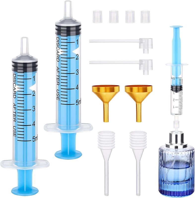 Kit Segbeauty com 8 ferramentas para transferência de perfume, 2 frascos de 5 mL, funis, conta-gotas e bombas de reposição, azul