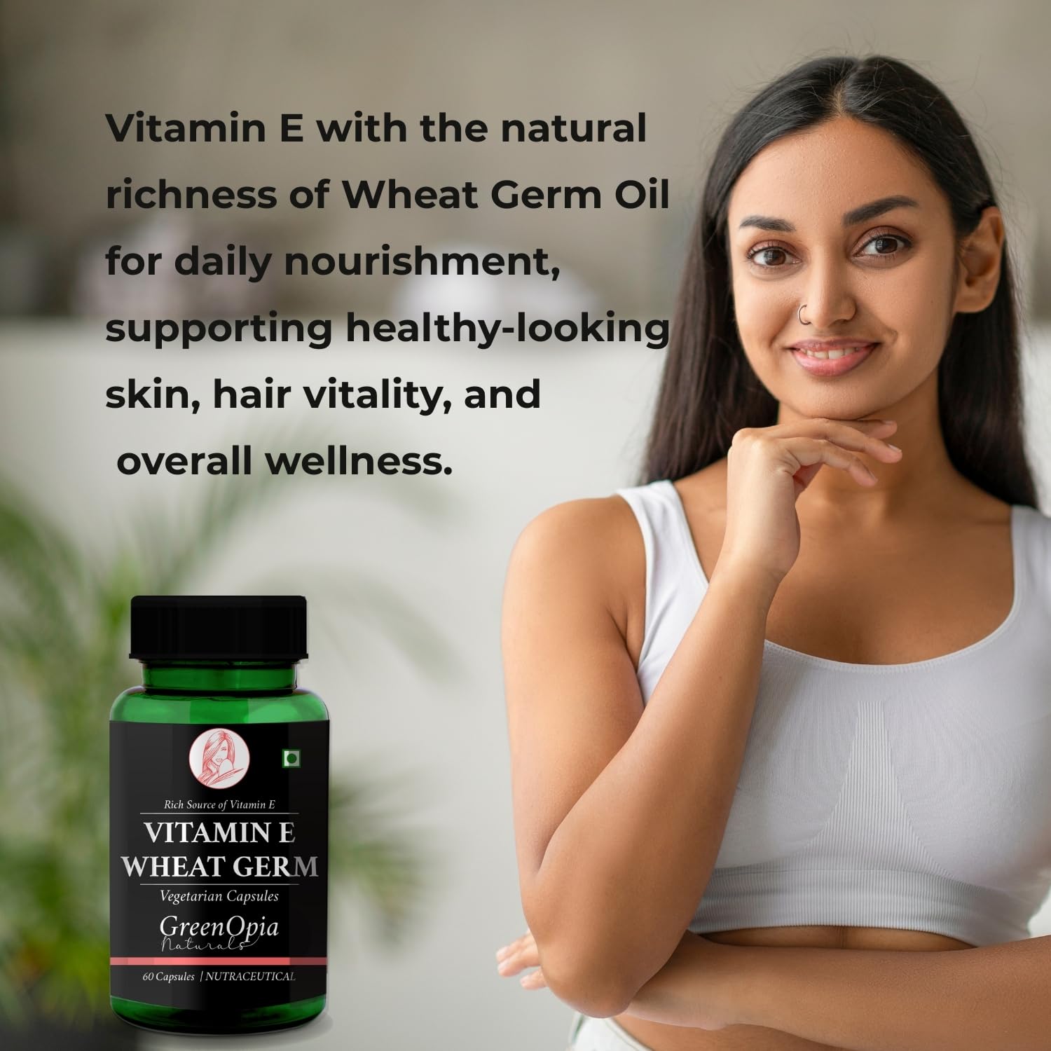 Vitamin E with Wheat Germ Oil | 60 Veg Capsules | Antioxidant — Amazon image 2