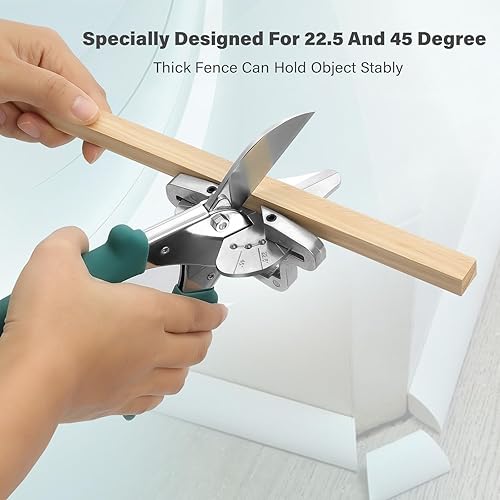 Miniatura 2 de OShine Tijeras de inglete de 22.5 grados para corte angular de molduras de madera, herramienta de corte de cuarto redondo, cortador de molduras de