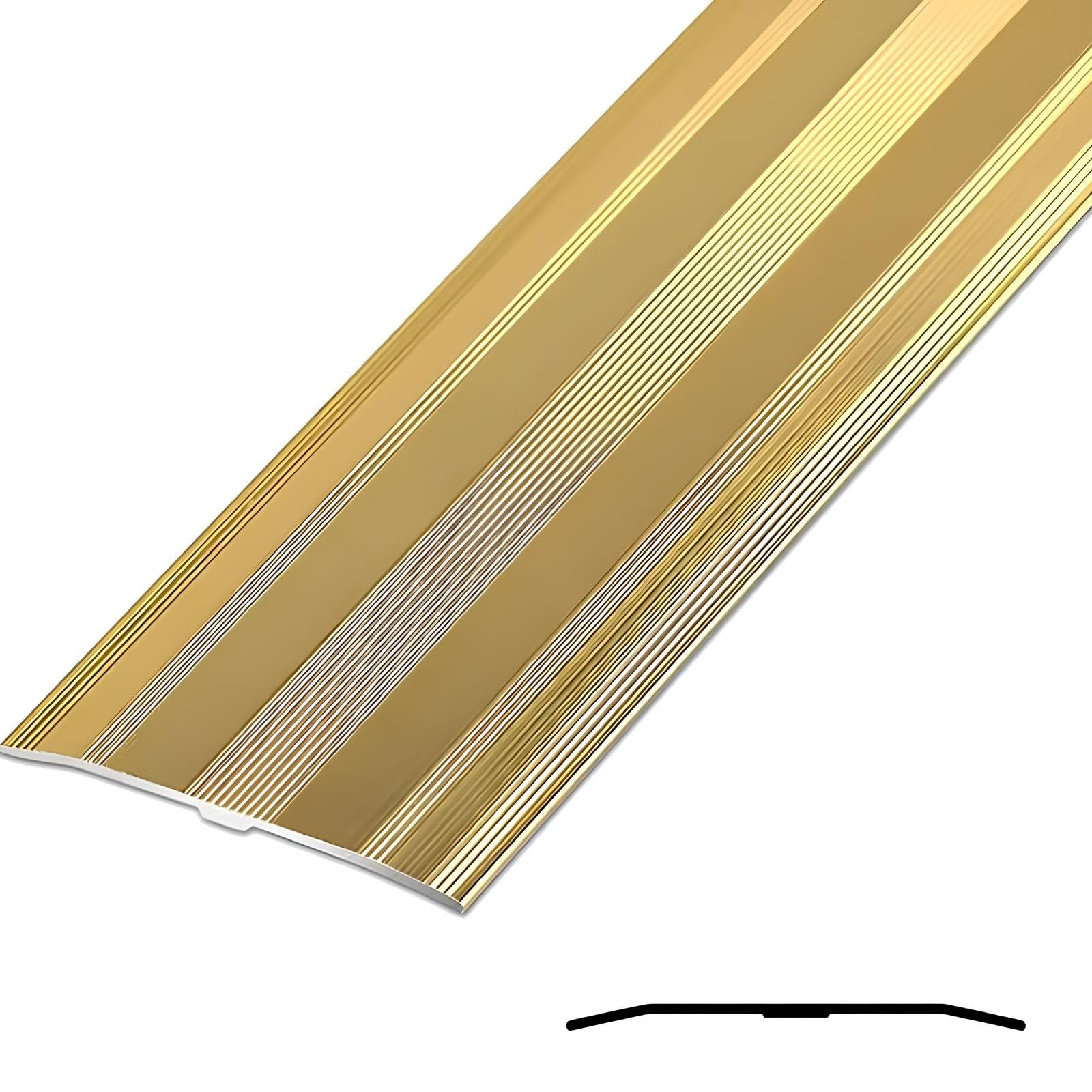 Profilo di Transizione Larghezza 60mm Striscia Transizione Pavimento | Striscia di Transizione Pavimenti in Alluminio per Porta e Riempimento Fessure Parquet e Piastrelle(Gold,60mmx145cm)