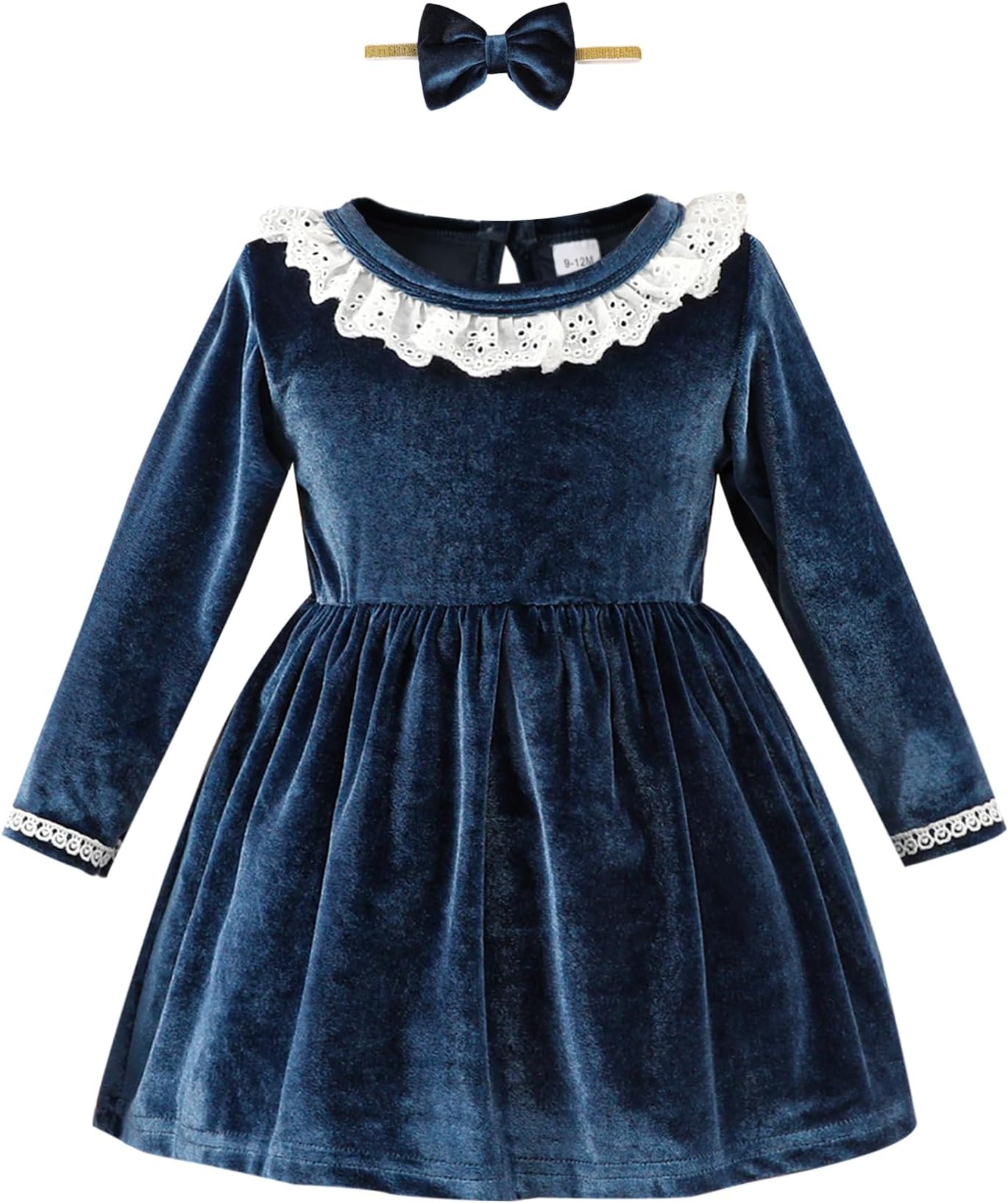 Kucnuzki Toddler Baby Girl Clothes Velvet Dress Solid Little Flower Girl Dress Princess Casual Party Dress for Girl Fall