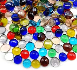 Ocefeiyue Colored Glass Gems - 2 LB Pack Of 180-200 Flat Marbles For Vase Fillers, Aquarium Decor & Crafts (8 Colors) - View #4
