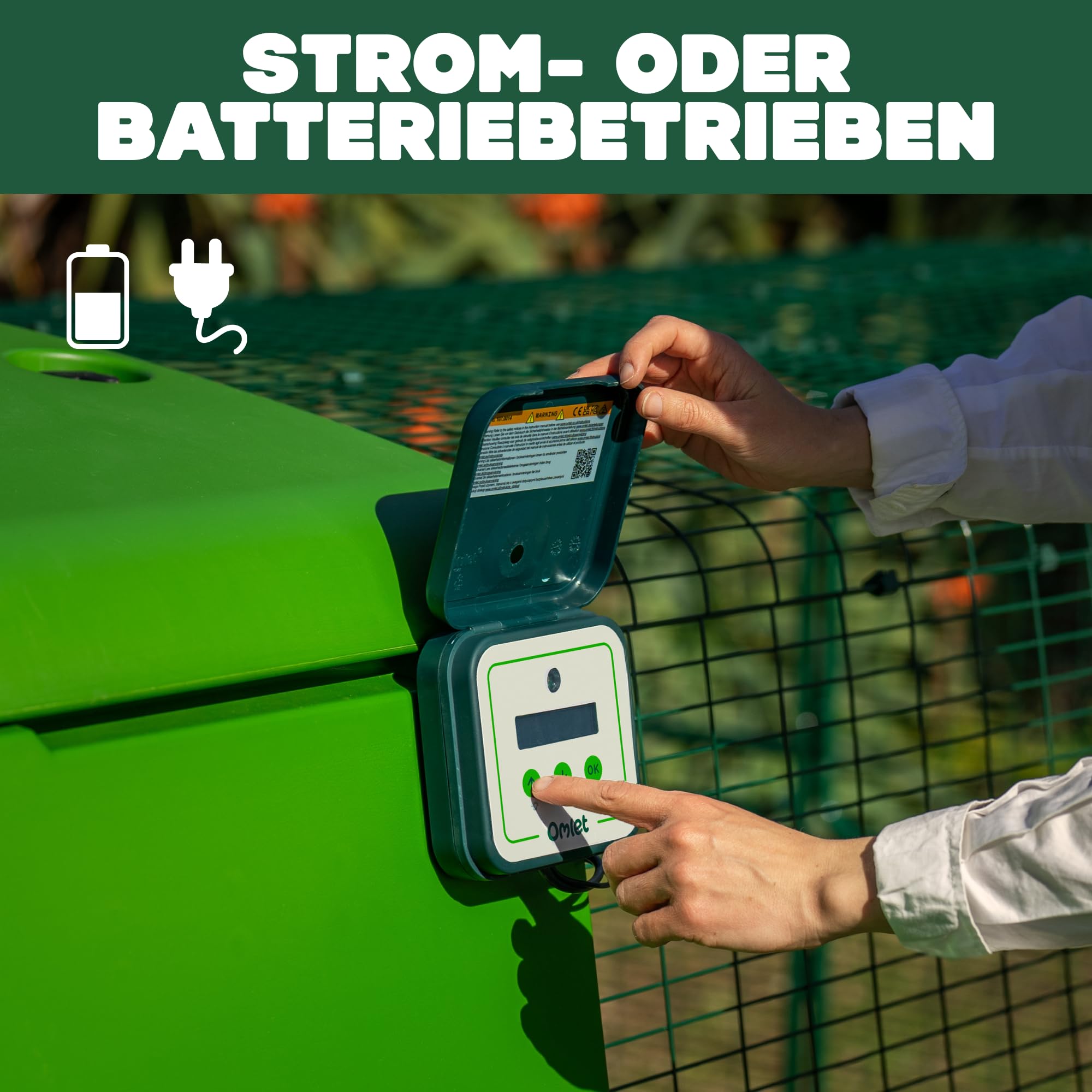 Omlet Intelligente Automatische Hühnerstalltür mit WLAN | Smarte Hühnerklappe per App programmierbar | Lichtsensor oder Timer | Einfache Installation | Netz- oder Batteriebetrieb | Grau