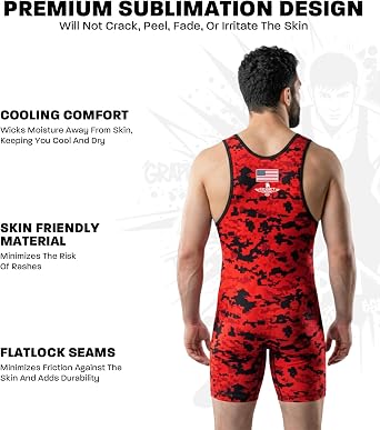 Exxact Sports Digital Camouflage Wrestling Singlet for MMA, Powerlifting Singlet Youth Wrestling Singlet Men for Training