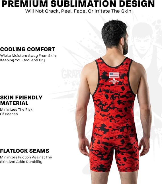 Exxact Sports Digital Camouflage Wrestling Singlet for MMA, Powerlifting Singlet Youth Wrestling Singlet Men for Training